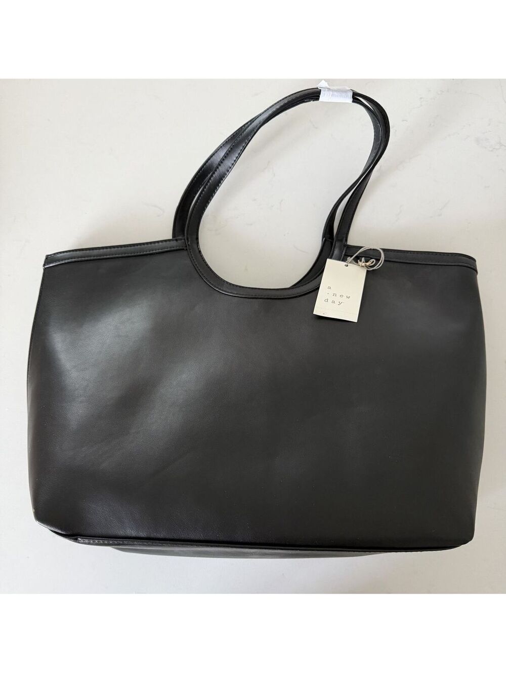 A New Day Black Faux Leather Tote Bag
